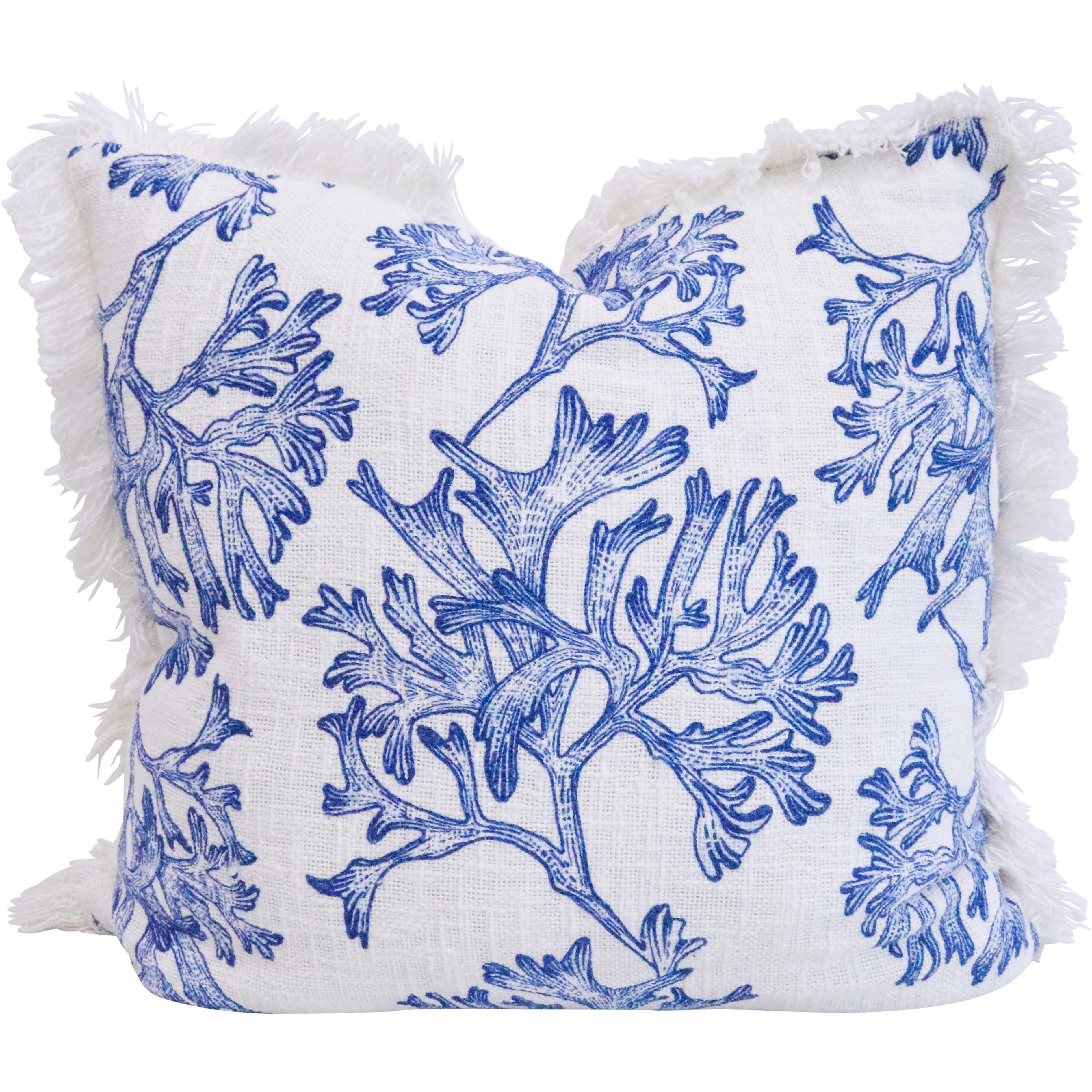Cushion Coral Blue White Coastal Throw Cotton Pillow 50x50cm