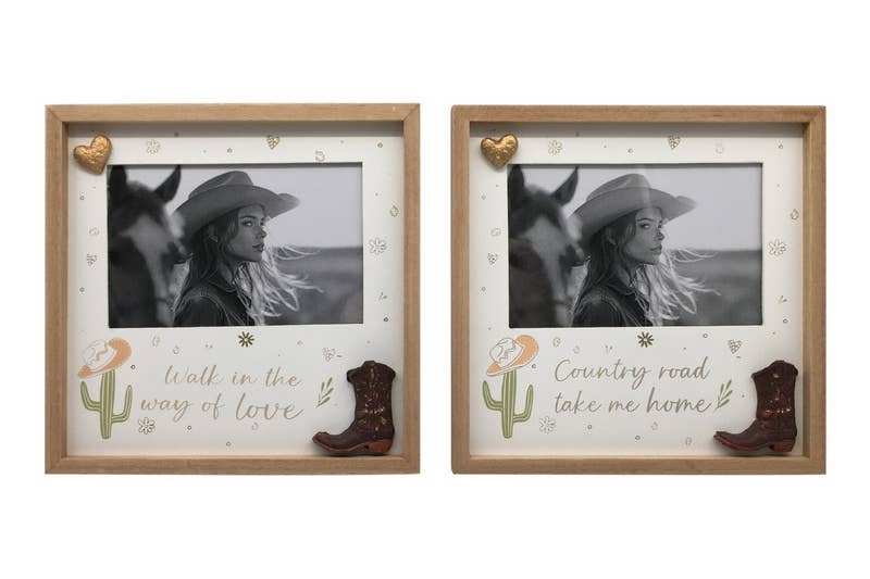 20x20cm Photo Frame with Country Boots Design 2 Asstd
