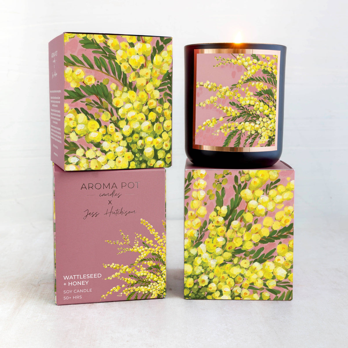 Australian artist soy candle | Wattleseed + Honey | 50+hrs