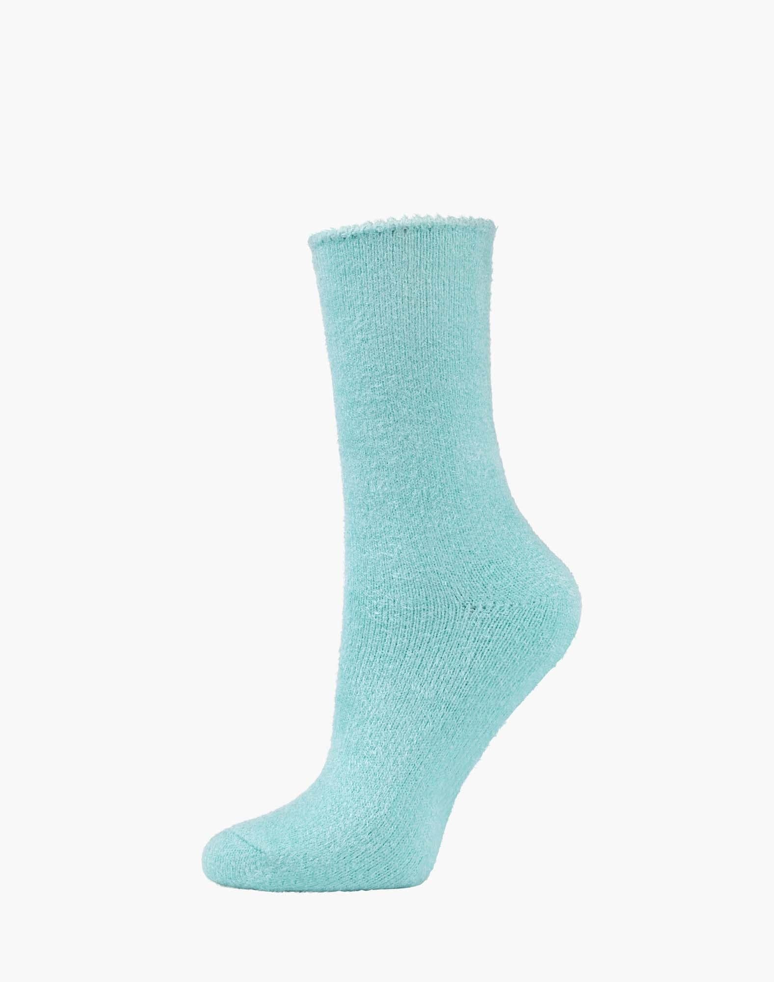 WOMENS Fun Socks Pink Mint Stripe SUPER SOFT FLUFFY BAMBOO BED SOCK