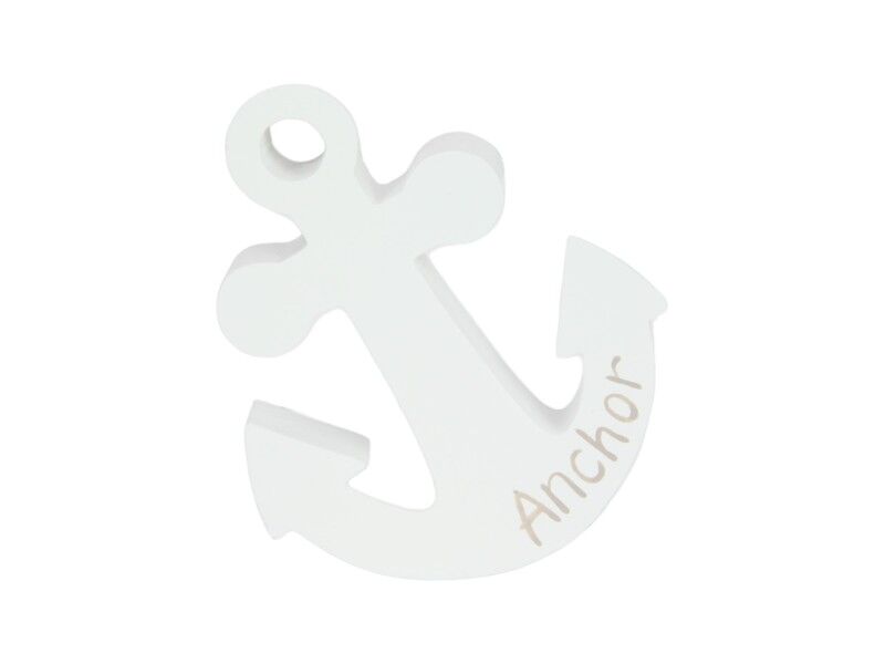 13cm MDF Anchor Plaque in White Finish - Land to Coast