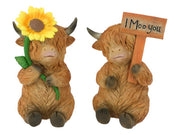 14cm Highland Cow With Sunflower/Sign Asstd - Land to Coast