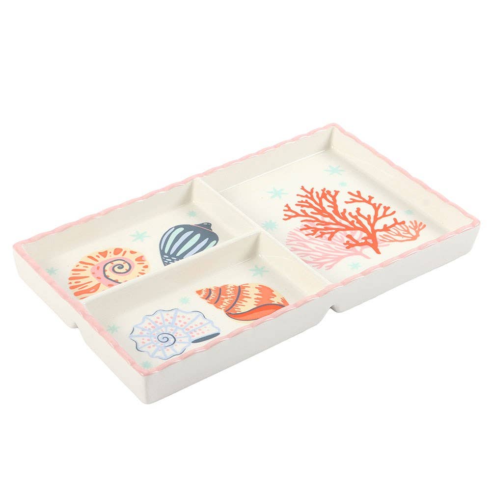 Pastel Shell and Coral Trinket Tray shells and coral in soft, beach-inspired tones Gift