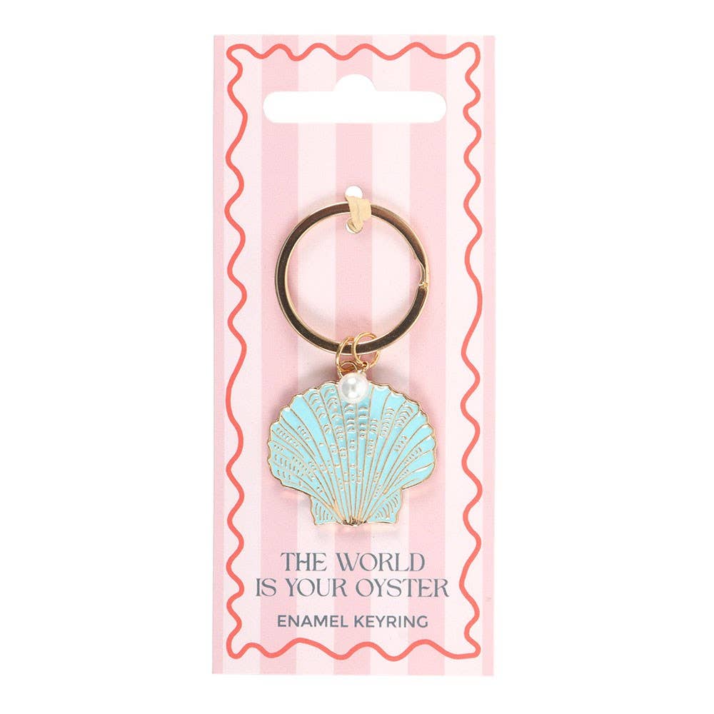 The World is Your Oyster Gold Keyring a charming and durable enamel keyring Coastal Gift