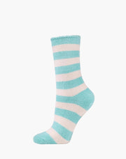 WOMENS Fun Socks Pink Mint Stripe SUPER SOFT FLUFFY BAMBOO BED SOCK