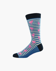MENS Fun Socks Pink FLAMINGO STRIPE BAMBOO Navy Grey SOCK