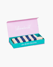 Bamboozld Women’s Fun Socks Navy Stripe Bamboo Bed Sock Luxe Gift Box