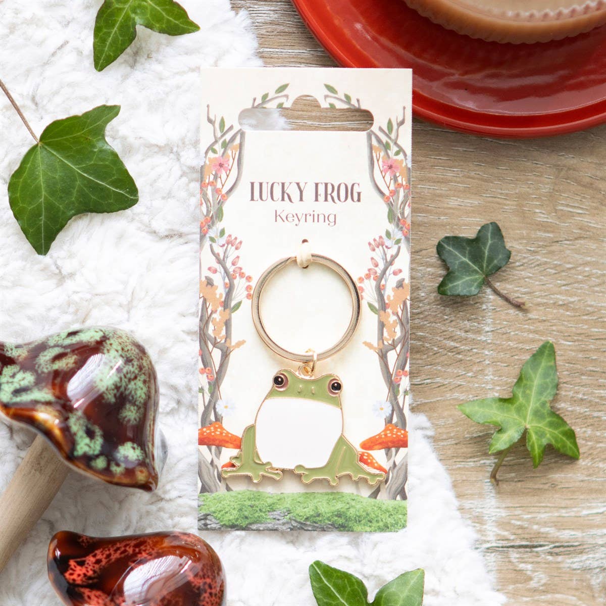 Lucky Green Frog Gold Keyring Fun Gift
