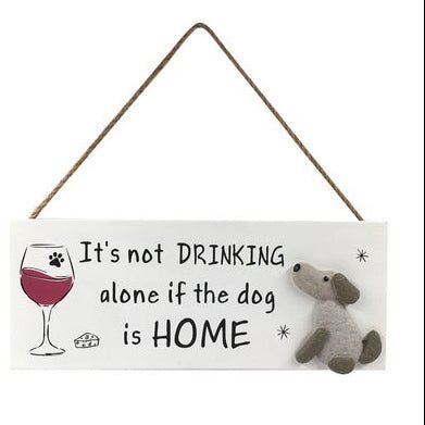 30cm Hanging Plaque Cat & DogWine - Land to Coast