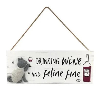 30cm Hanging Plaque Cat & DogWine - Land to Coast