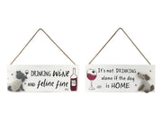 30cm Hanging Plaque Cat & DogWine - Land to Coast