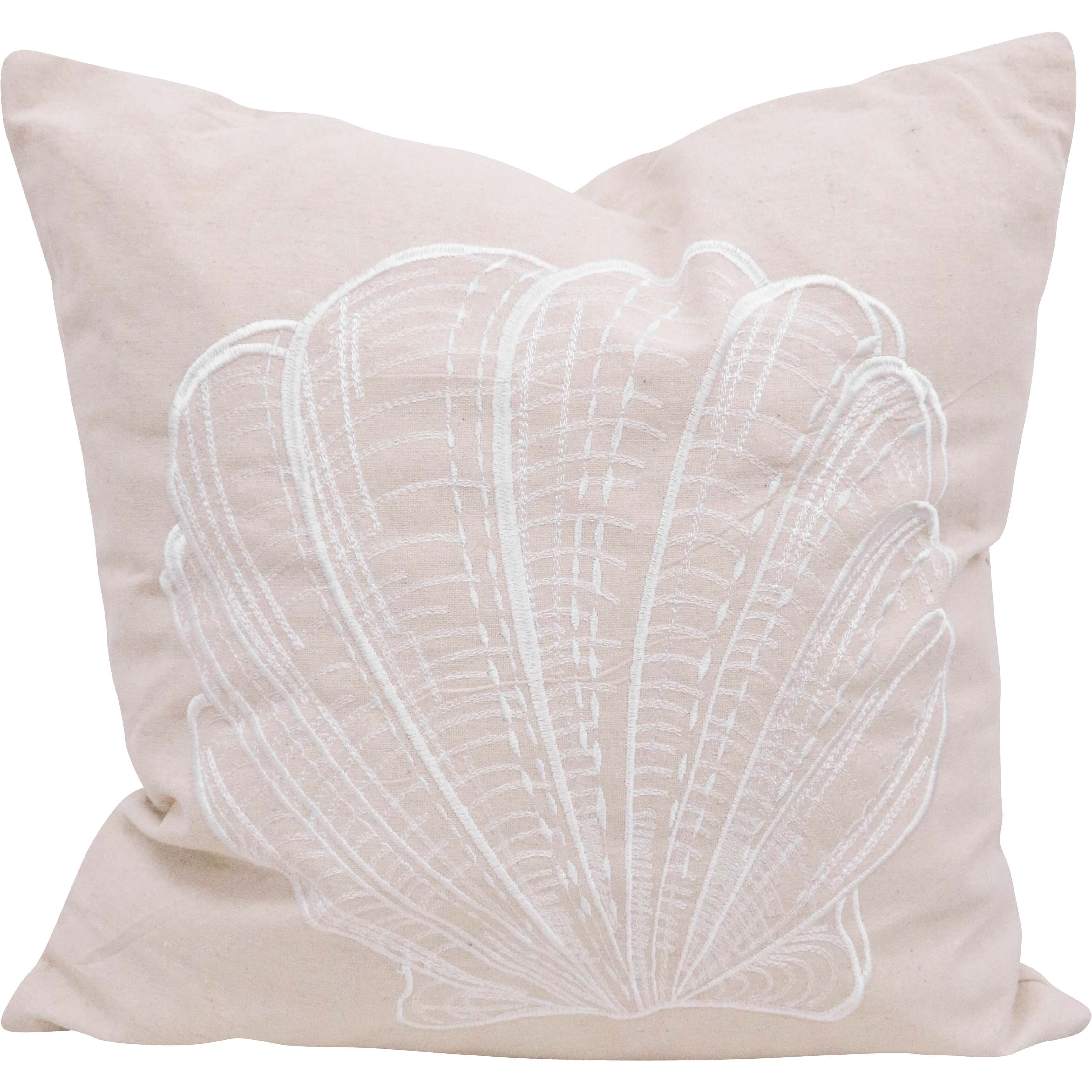 Cushion Fan Shell Natural Coastal Gift Throw Pillow 43x43x10cm