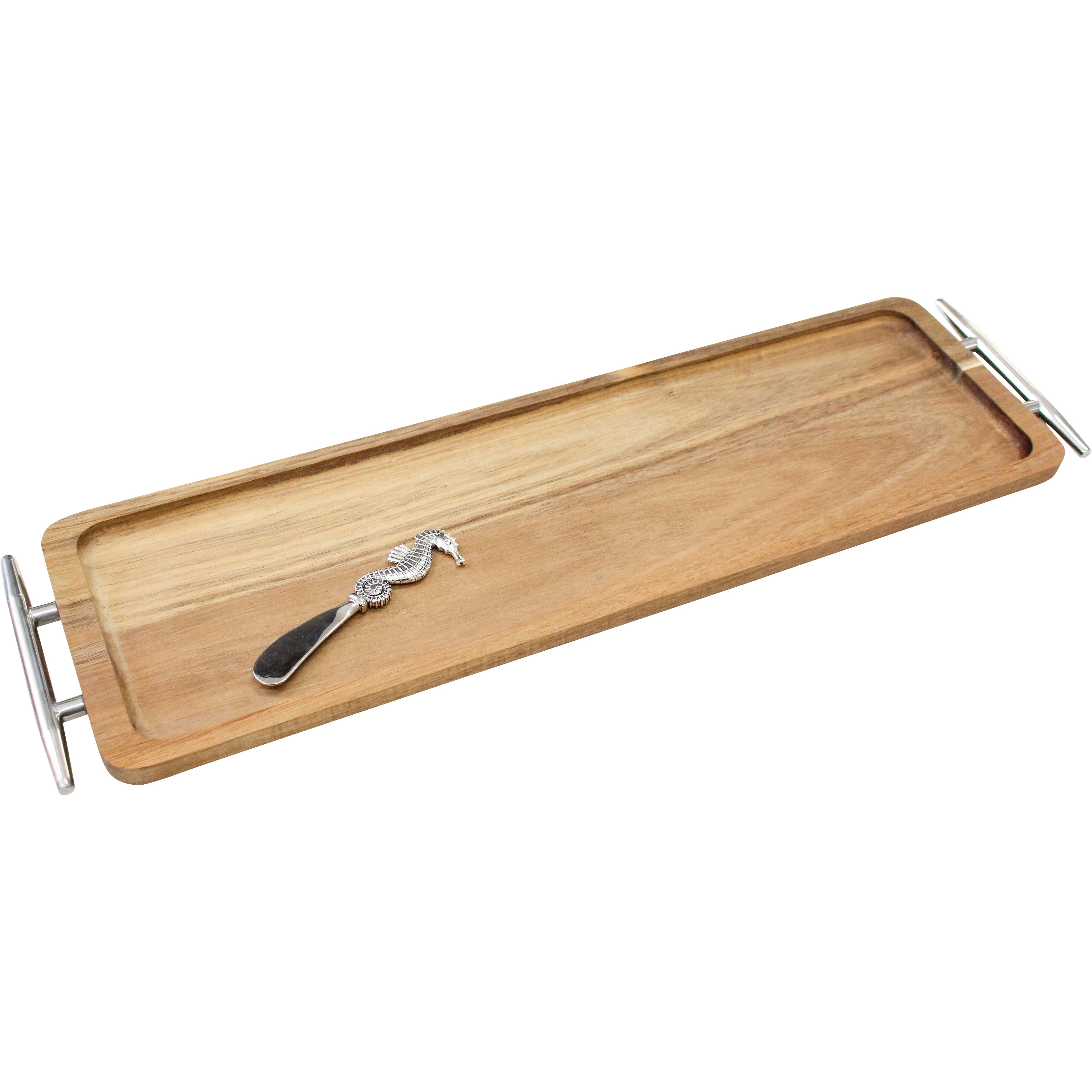 Serving Tray Seahorse Spreader Cheese Tray Acacia Wood  Coastal Gift