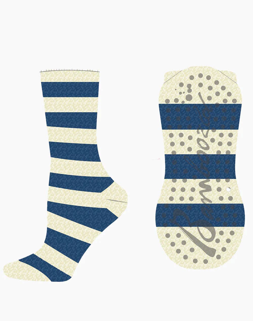 Bamboozld Women’s Fun Socks Navy Stripe Bamboo Bed Sock Luxe Gift Box