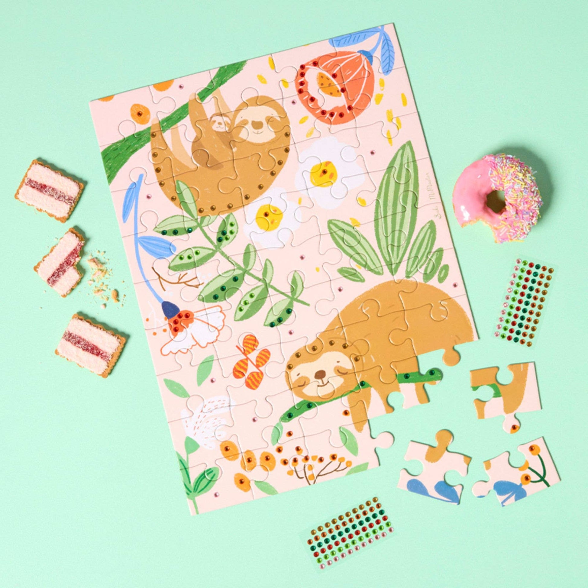 45 Piece Kids Puzzle with Gems - Sloth - Land to Coast