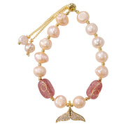 Bracelet Pearl Tourmaline Whale Tail Coastal Gift freshwater pearls and natural stones