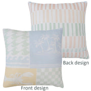 Cushion Coastal 50x50cm pastel stripes patchwork of tropical and oceanic motifs Parm Beach