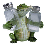12x13cm Marble Crocodile Salt and Pepper Shaker Holder CROMARSP