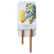 Spatula Set Lemon Bird yellow, green, blue white Silicone and wood kitchen utensils Gift