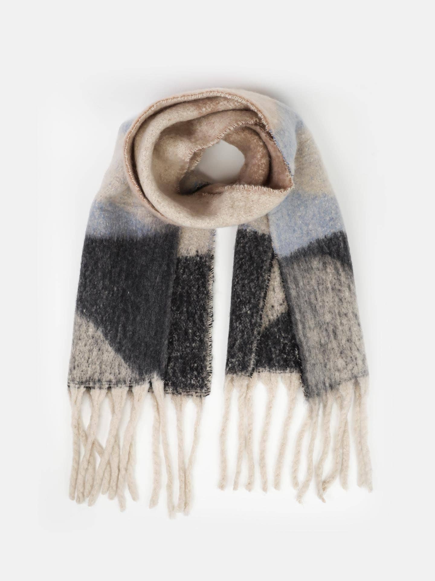 Boston Fluffy Scarf blue & grey tones