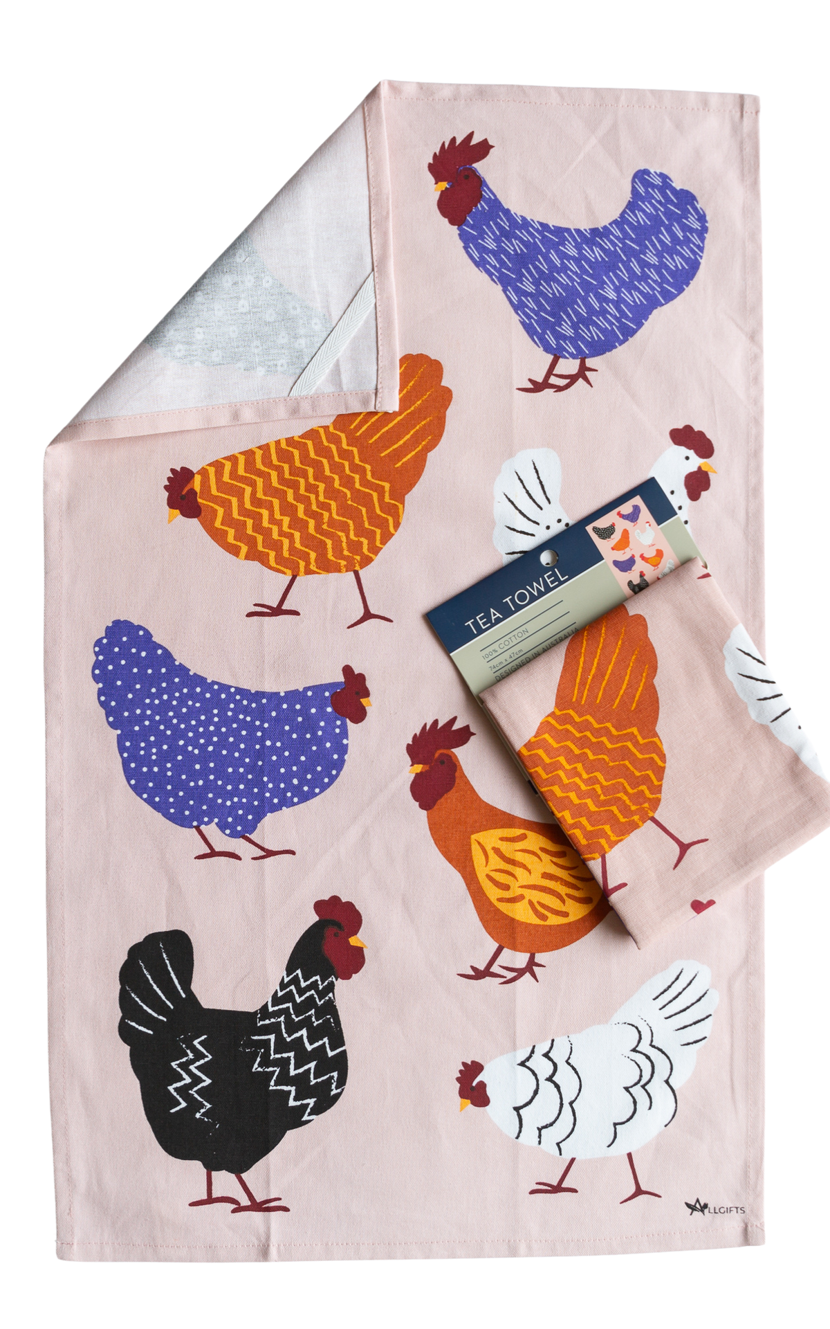 Tea Towel - Bright Hens Cotton Tea Towels * Designed in Australia * 100% Cotton * Dimensions: 74cm high x 47cm wide