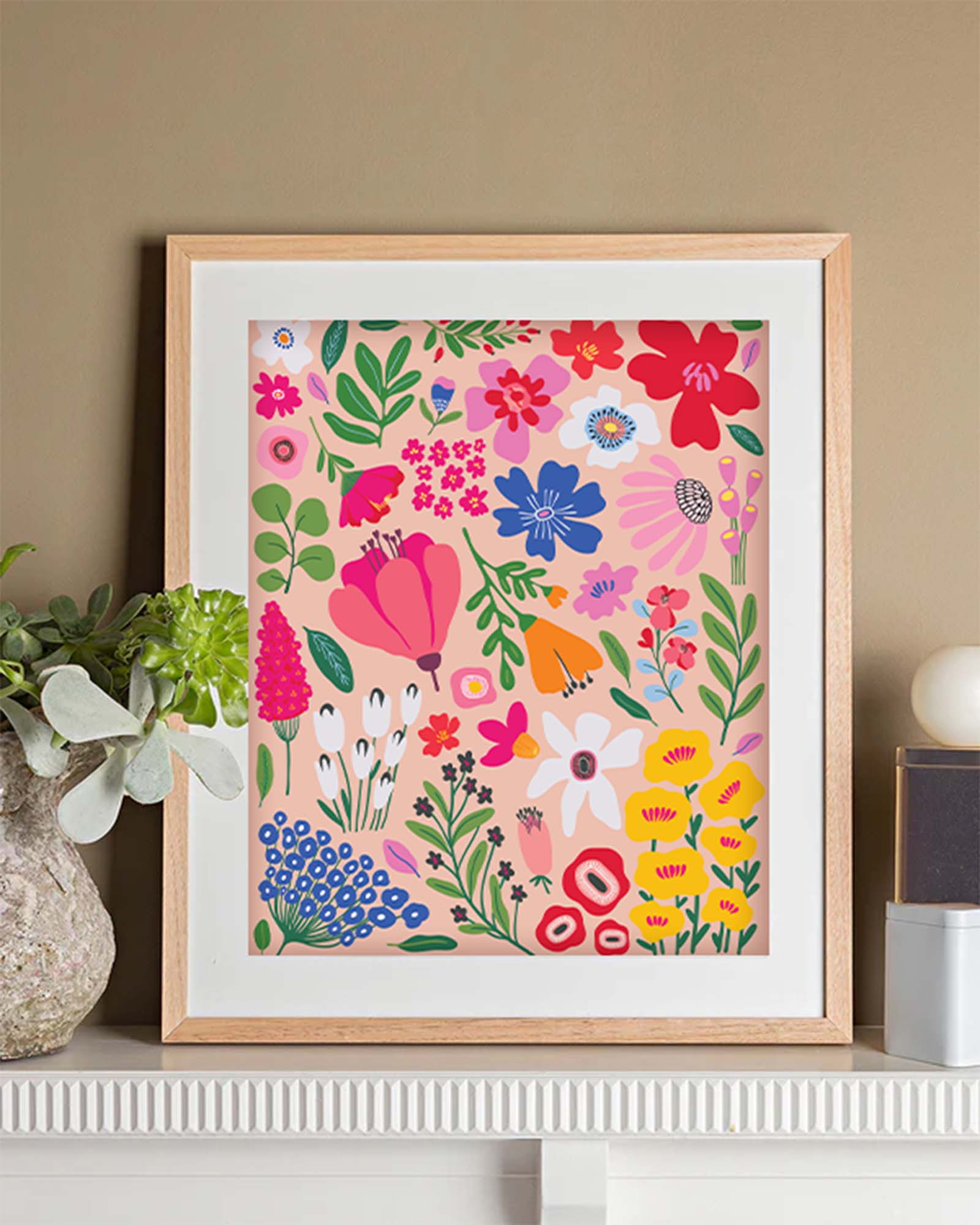 Paint by Numbers - Pressed Flowers 1 x Canvas 1 x Set of Paints 1 x Brush 1 x Set