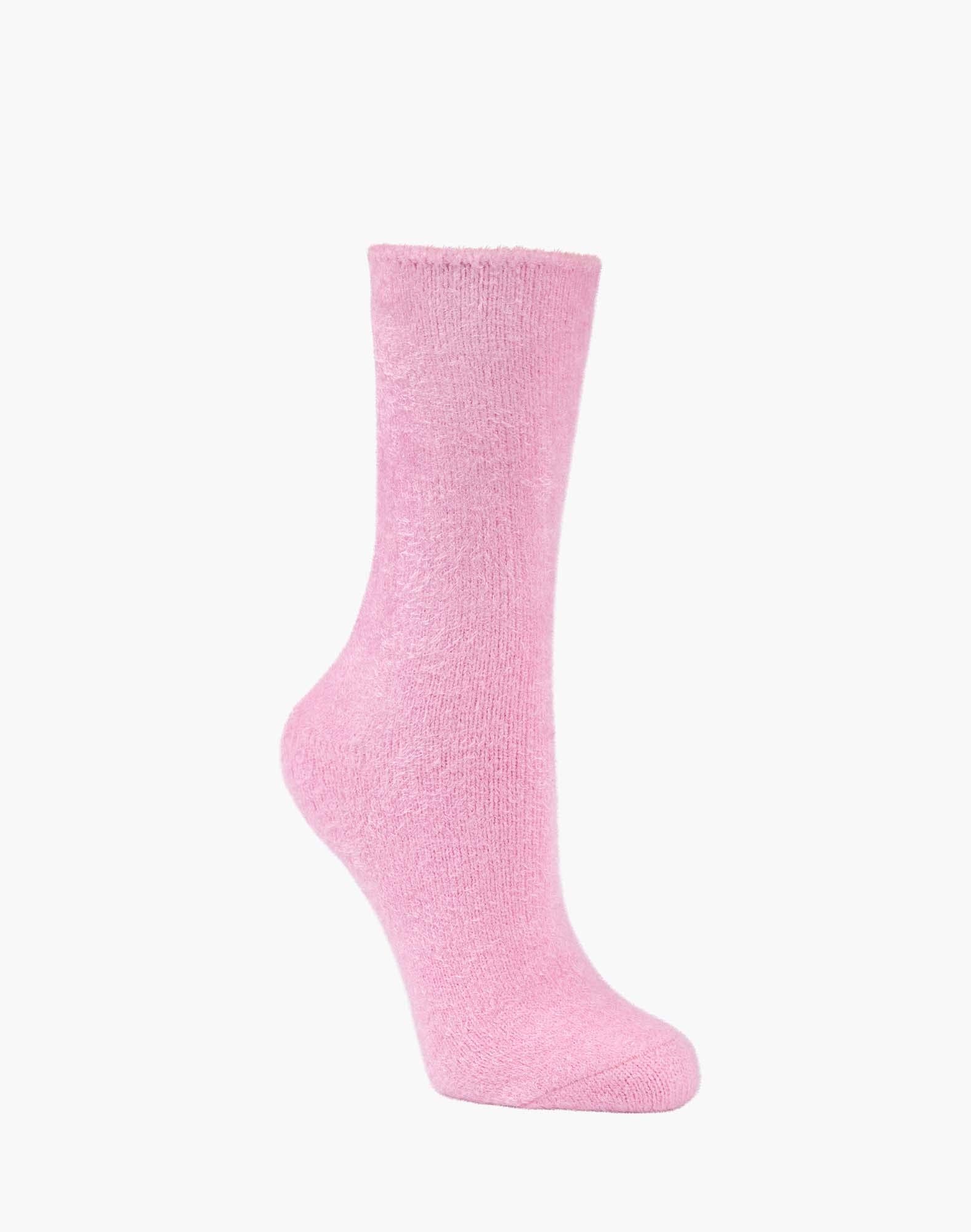 WOMENS Fun Socks Pink Mint Stripe SUPER SOFT FLUFFY BAMBOO BED SOCK
