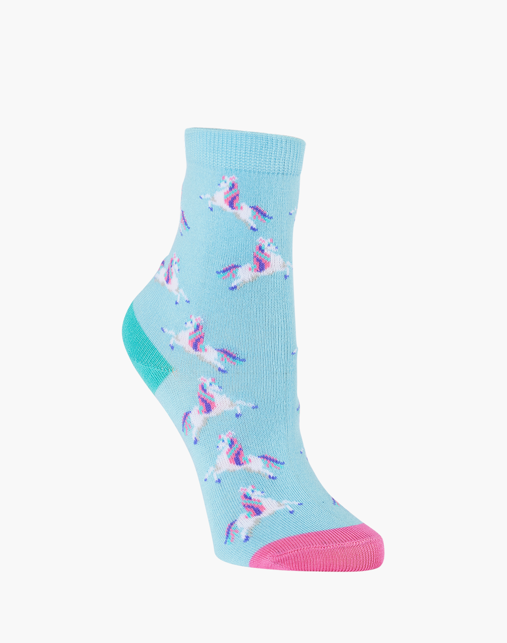 KIDS Fun Socks Sky Blue Pink UNICORN BAMBOO SOCK