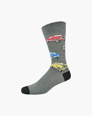 MENS Fun Socks Grey Red Blue Yellow Cars MONARO BAMBOO SOCK