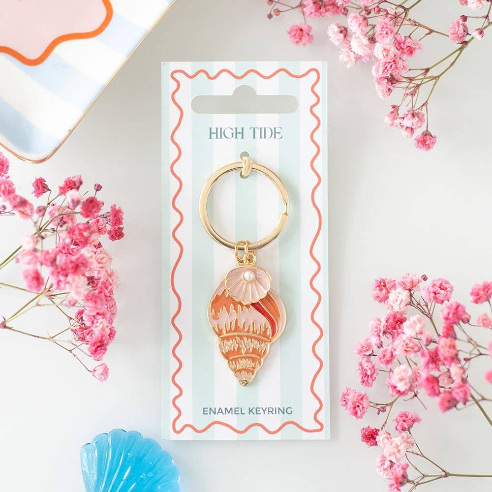 High Tide Shell Gold Keyring Coastal Gift