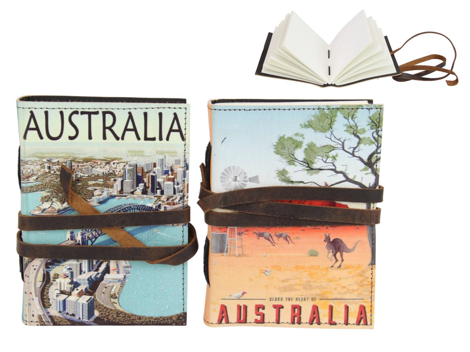 8x6" Australia Themed Leather Journal 15x11cm - Land to Coast