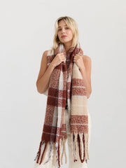 [Limited] Annie Checkered Fluffy Scarf striped pattern