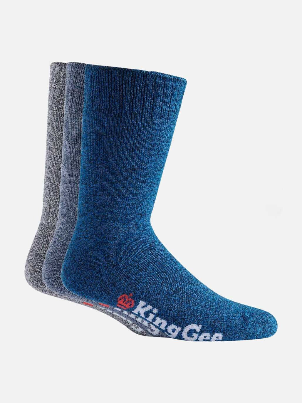 KingGee Mens Bamboo Work Socks 3Pack Multi-Coloured Breathable Comfortable K09002