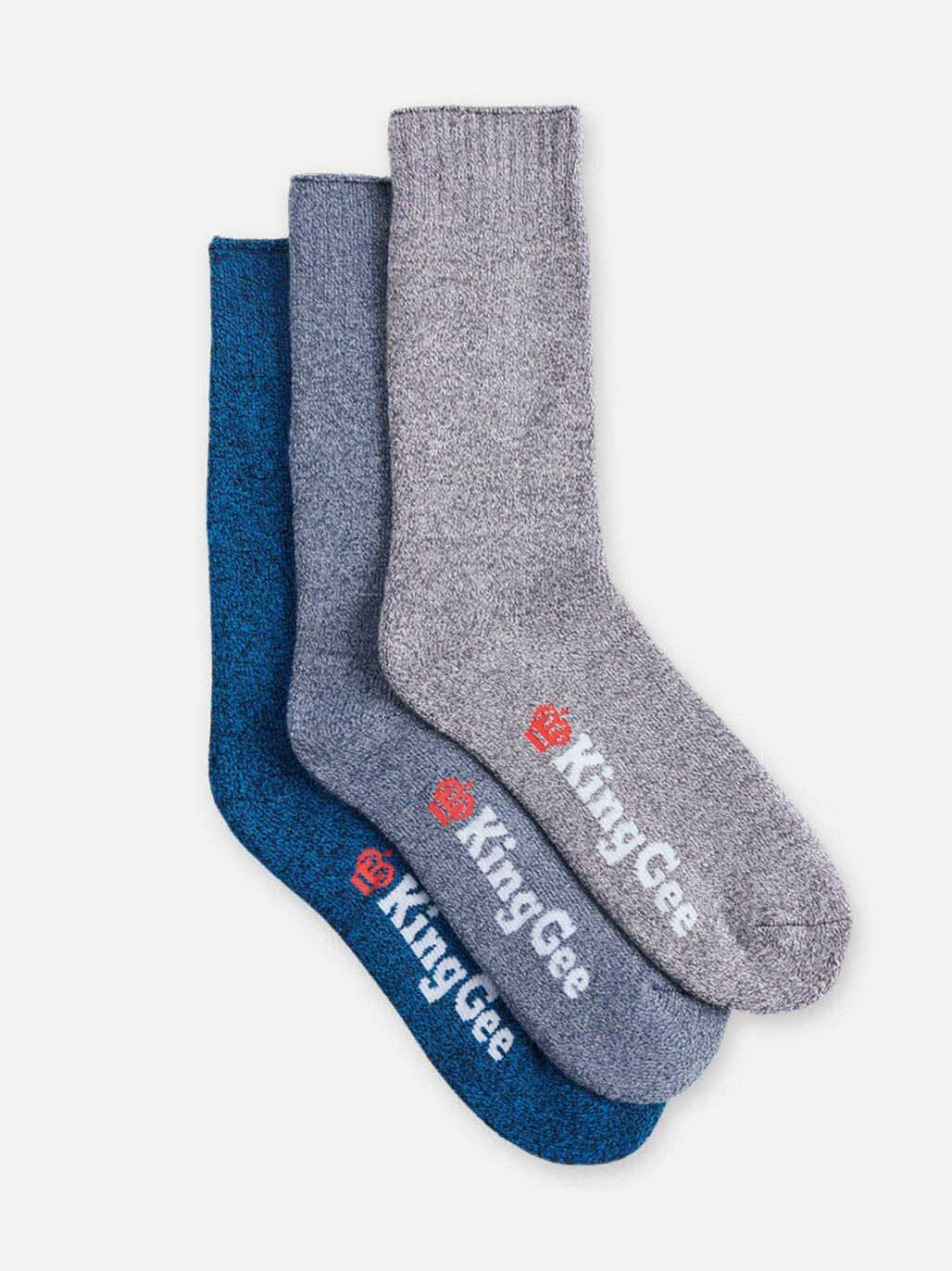 KingGee Mens Bamboo Work Socks 3Pack Multi-Coloured Breathable Comfortable K09002