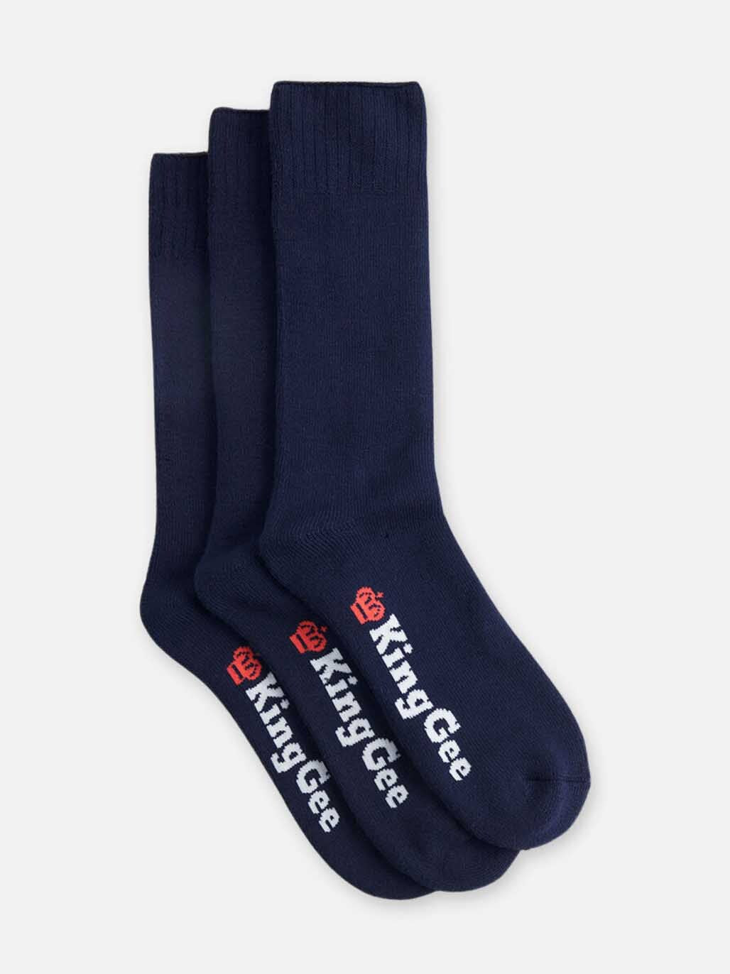 KingGee Mens Bamboo Work Socks 3 Pack Navy Breathable Comfortable K09002