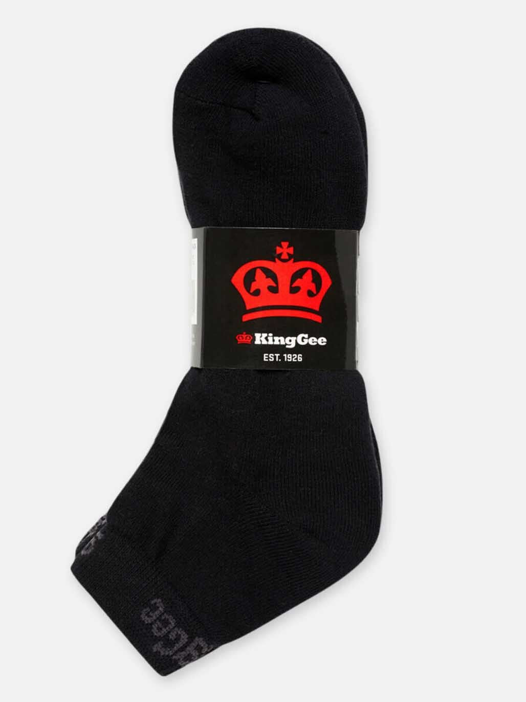 KingGee Men’s Cotton Crew Work Socks 5Pack Comfort Black K09035