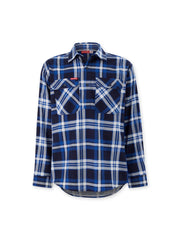 Hard Yakka Core Long Sleeve Closed Front Flannel Work Shirt Durable BLUE CHECK Y04006