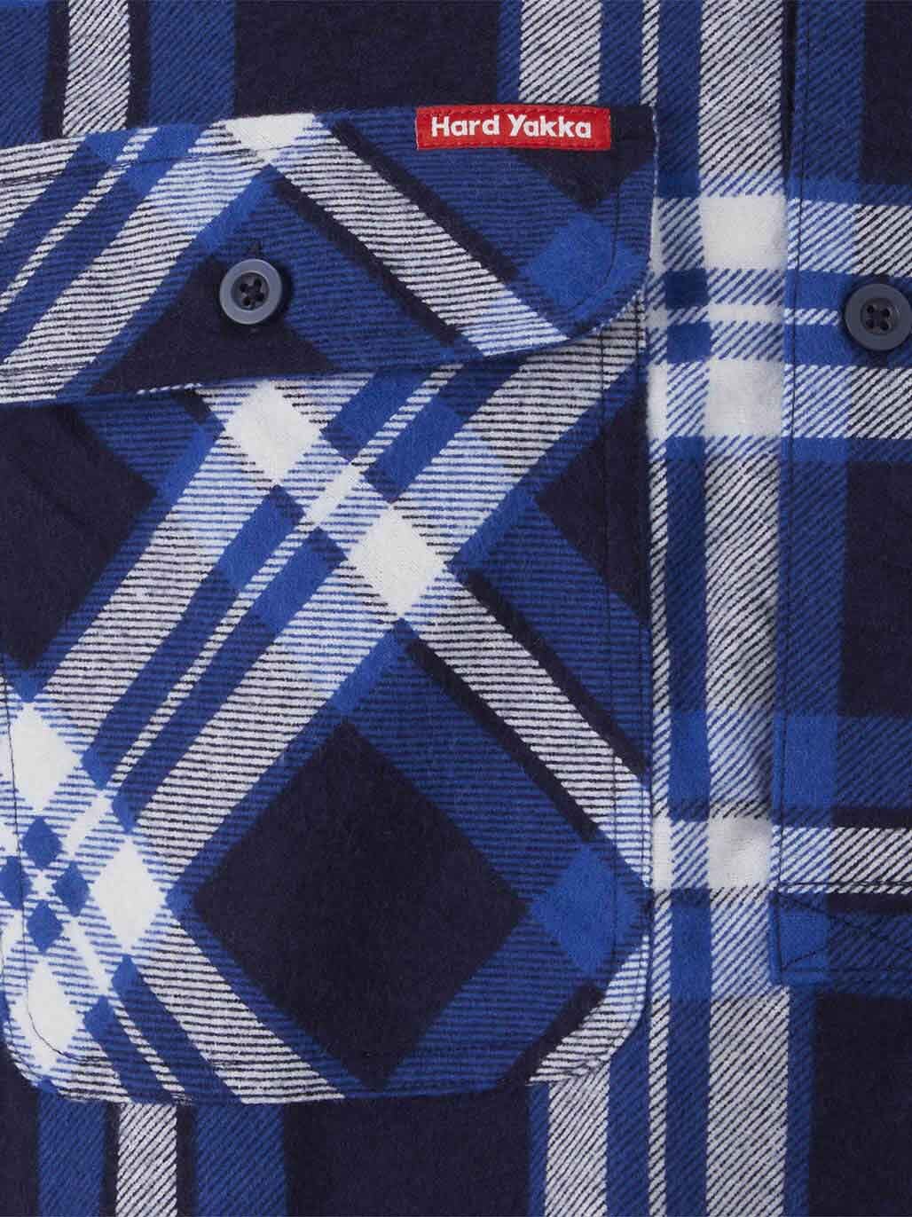 Hard Yakka Core Long Sleeve Closed Front Flannel Work Shirt Durable BLUE CHECK Y04006