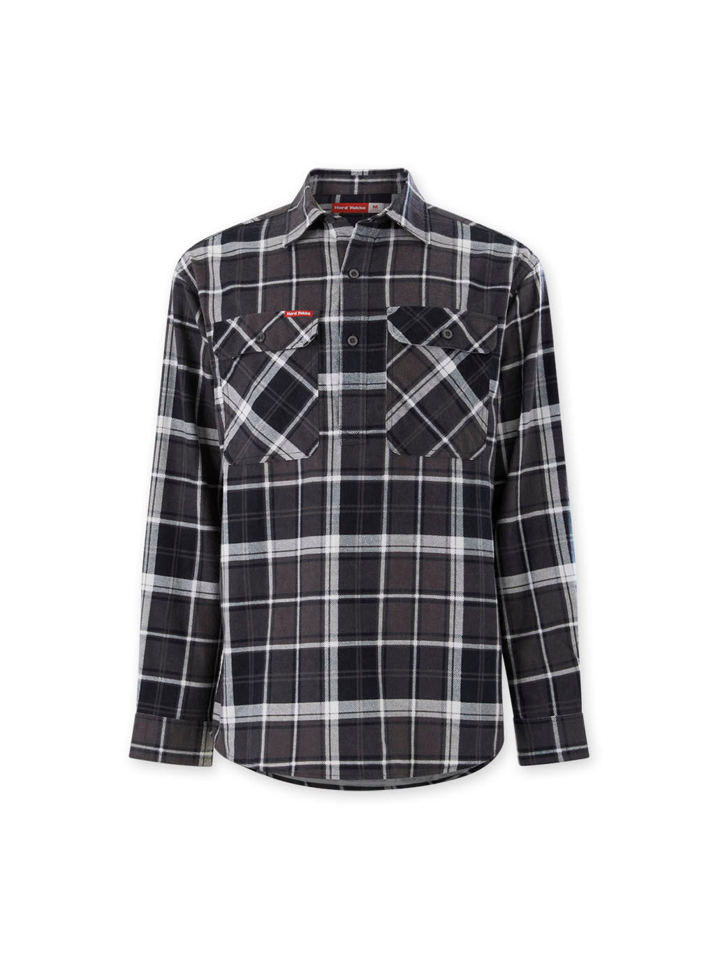Hard Yakka Core LS Closed Front Flannel Work Shirt Durable CHARCOAL CHECK Y04006