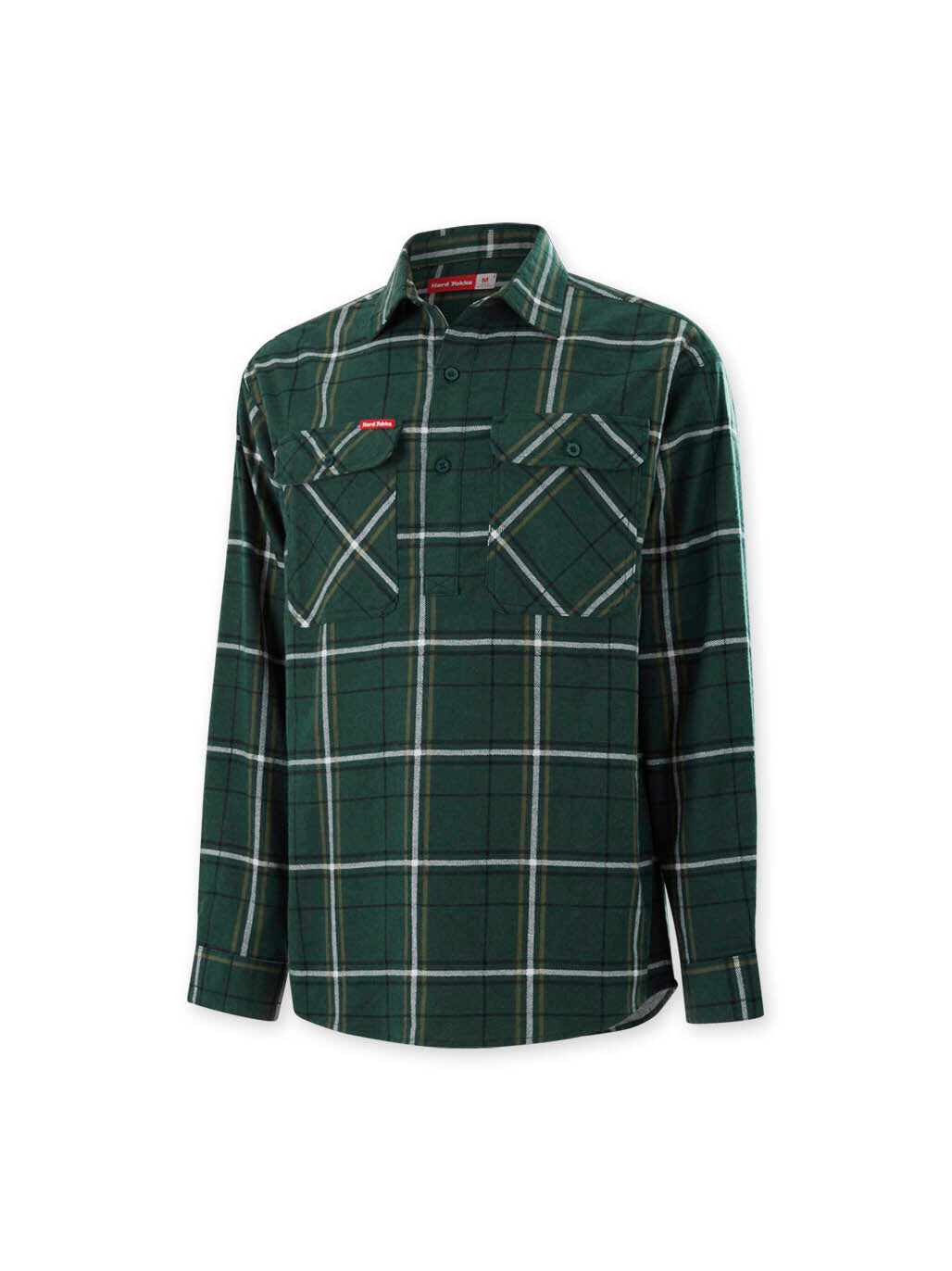 Hard Yakka Core LS Closed Front Flannel Work Shirt Durable GREEN CHECK Y04006