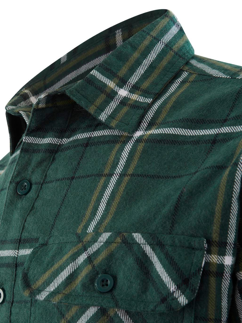 Hard Yakka Core LS Closed Front Flannel Work Shirt Durable GREEN CHECK Y04006