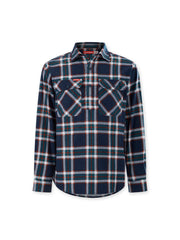 Hard Yakka Core LS Closed Front Flannel Work Shirt Durable NAVY ORANGE CHECK Y04006