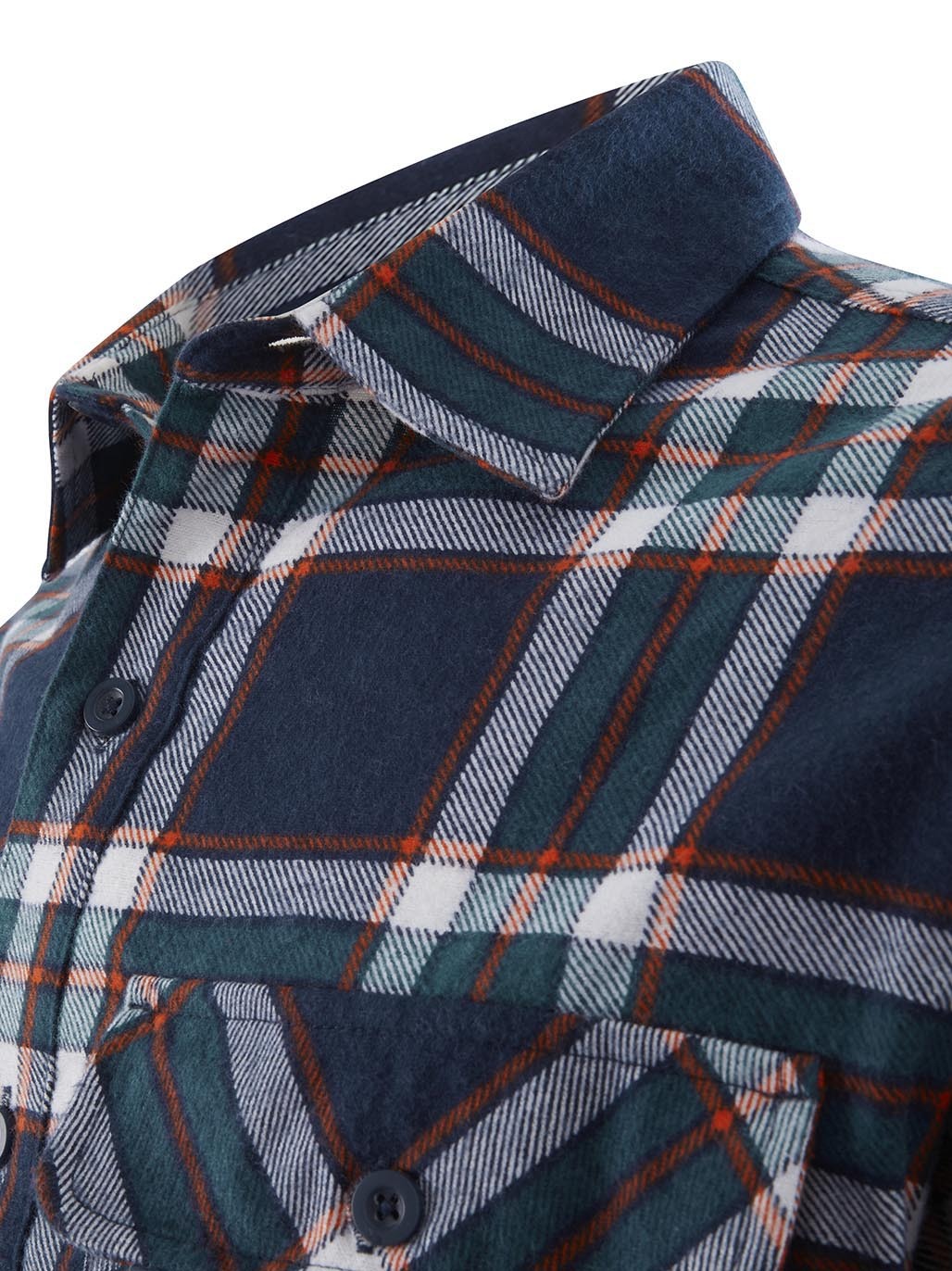 Hard Yakka Core LS Closed Front Flannel Work Shirt Durable NAVY ORANGE CHECK Y04006