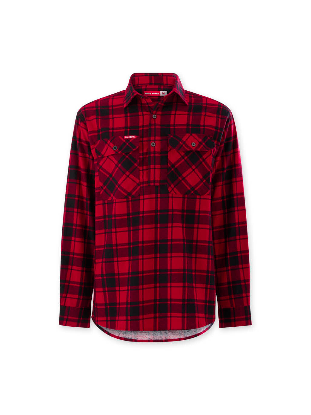 Hard Yakka Core LS Closed Front Flannel Work Shirt Durable RED CHECK Y04006