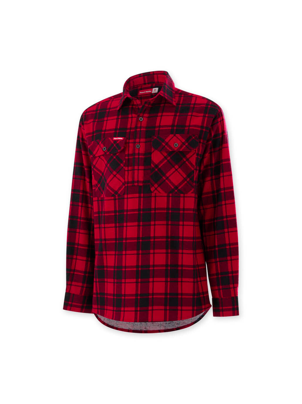 Hard Yakka Core LS Closed Front Flannel Work Shirt Durable RED CHECK Y04006