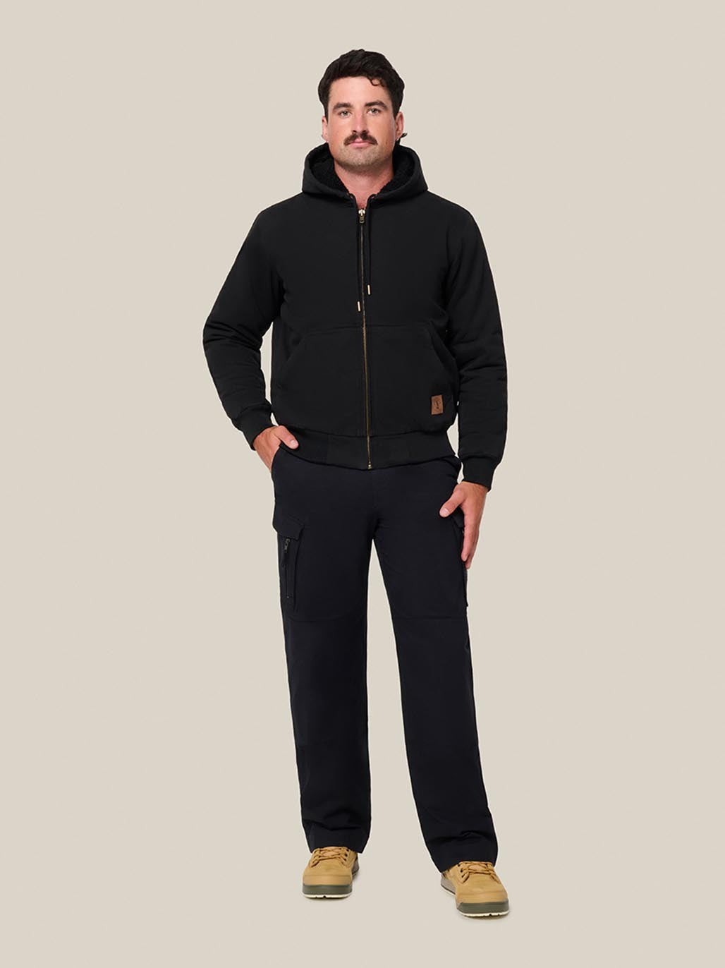 Hard Yakka Heritage Canvas Bomber Jacket Sherpa Lined Workwear Black Y06124