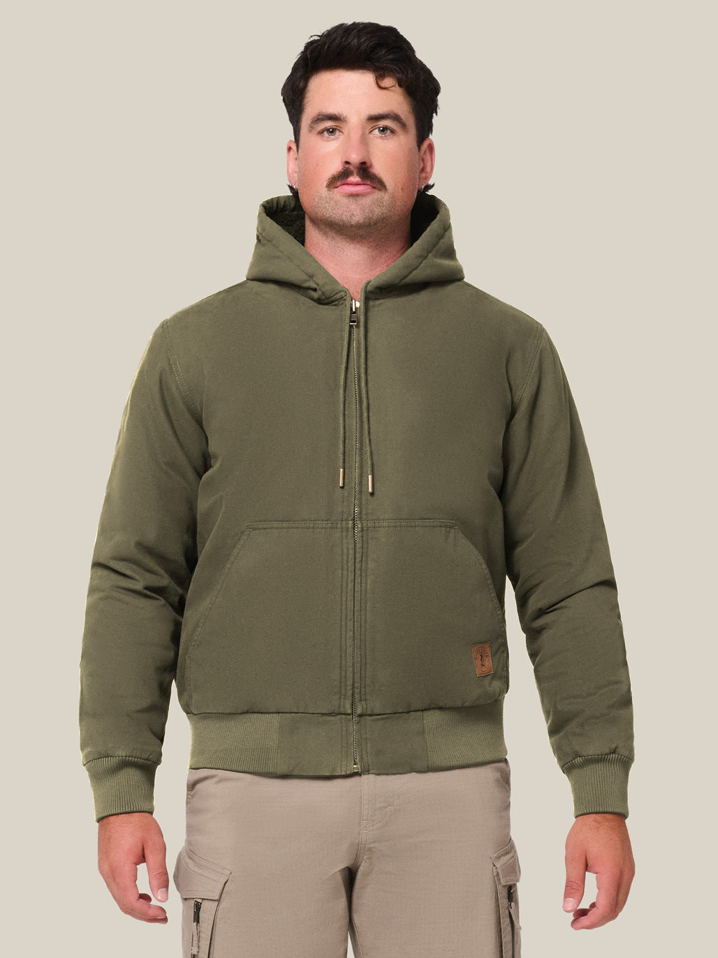 Hard Yakka Heritage Canvas Bomber Jacket Sherpa Lined Workwear FOREST Y06124