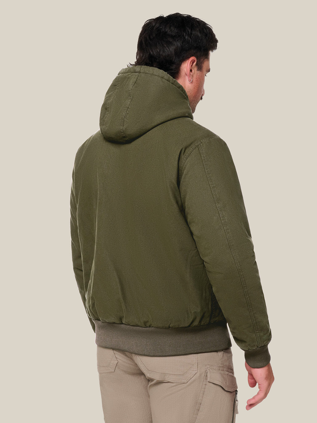 Hard Yakka Heritage Canvas Bomber Jacket Sherpa Lined Workwear FOREST Y06124