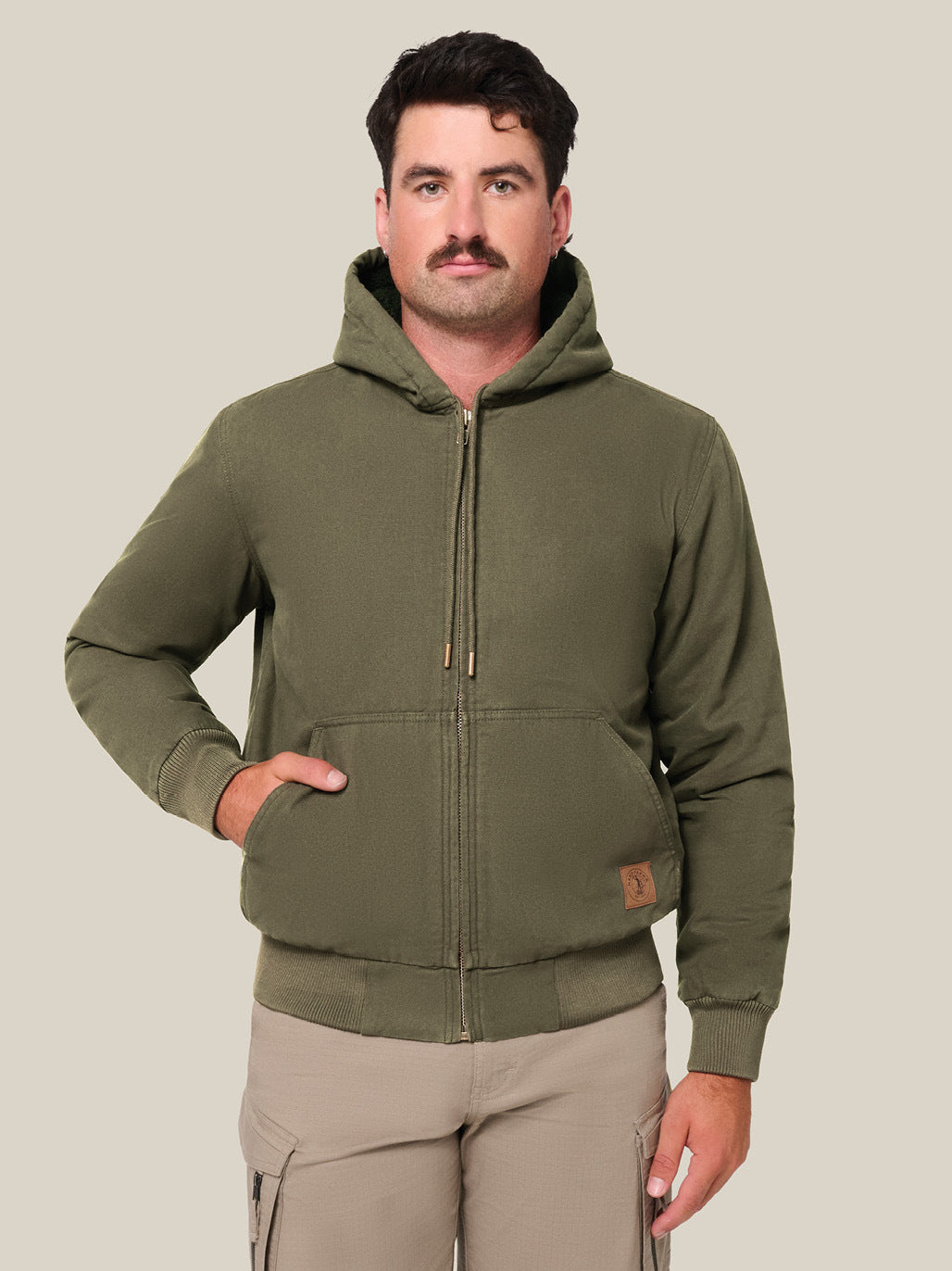 Hard Yakka Heritage Canvas Bomber Jacket Sherpa Lined Workwear FOREST Y06124