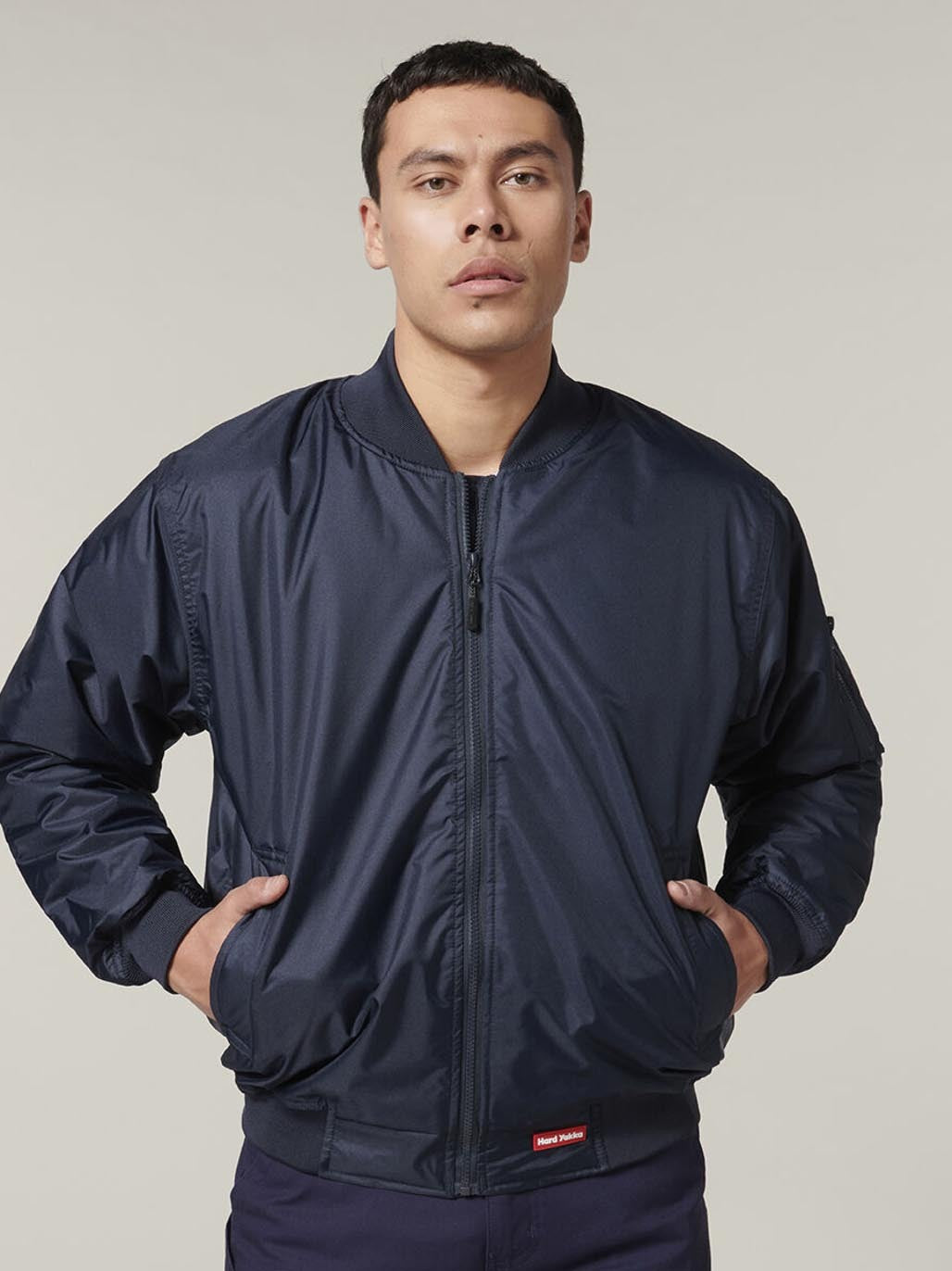 Hard Yakka Waterproof Bomber Jacket Quilted Lined Workwear Navy Y06680